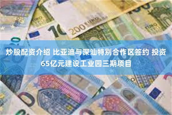 炒股配资介绍 比亚迪与深汕特别合作区签约 投资65亿元建设工业园三期项目