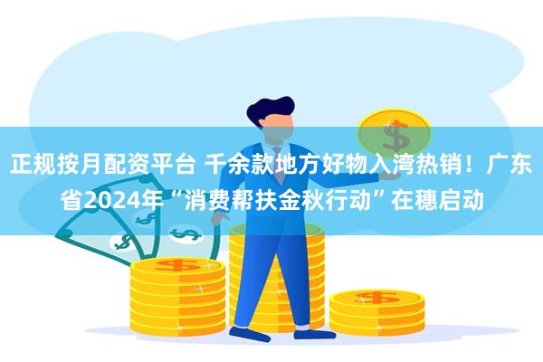 正规按月配资平台 千余款地方好物入湾热销！广东省2024年“消费帮扶金秋行动”在穗启动